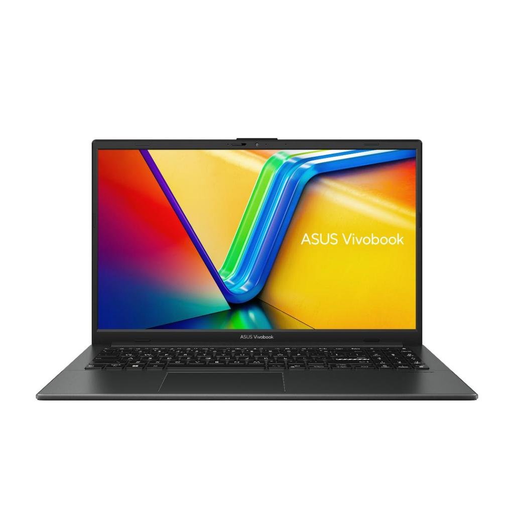 Notebook ASUS Vivobook Go 15 E1504FA aberto com teclado e tela de 15,6 polegadas