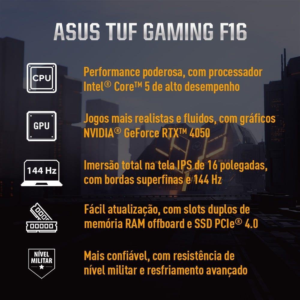 Notebook Gamer ASUS TUF Gaming F16 FX607VU-RL053W