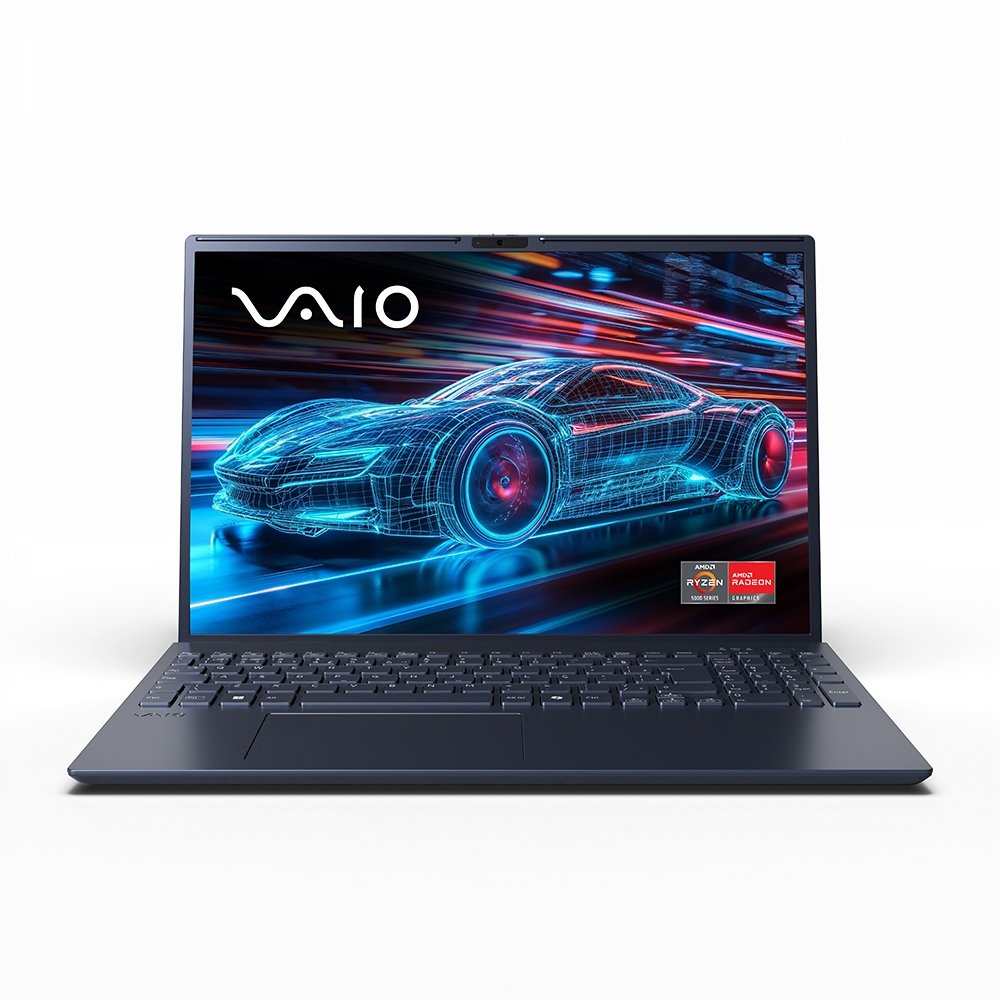 Notebook VAIO FE16 cinza grafite com tela de 16 polegadas e teclado ABNT2